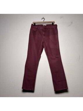Free People Women 30 Denim Jean Pant Slim Straight Red Preppy Casual Minimal